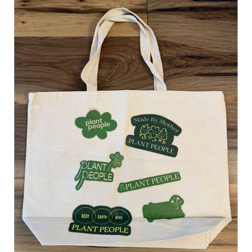 Plant People Canvas Tote Bag Natural Cotton Reusable Grocery Market Beach